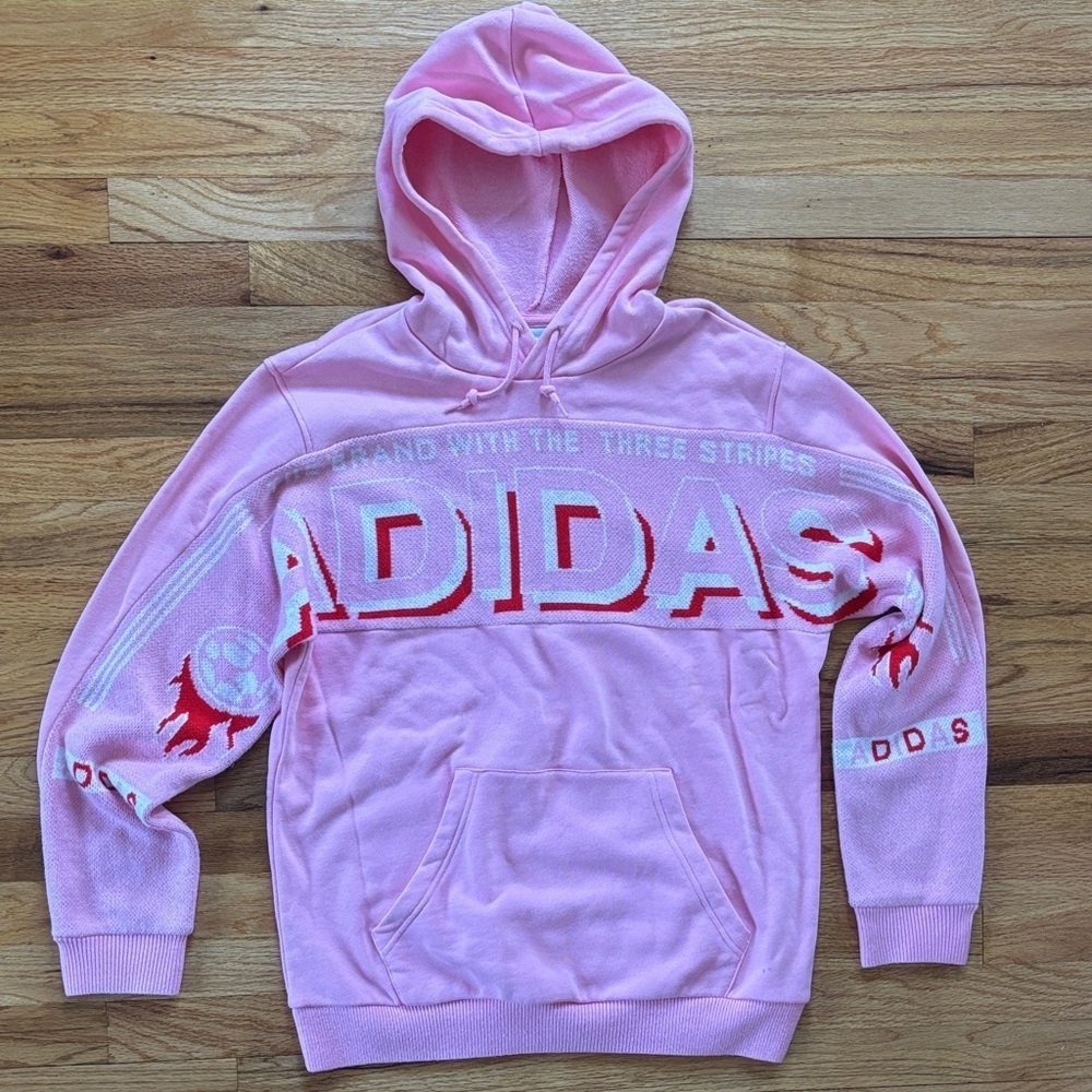 Adidas Soccer Scarf Pullover Hoodie Women’s Medium Pink Oversized Unisex